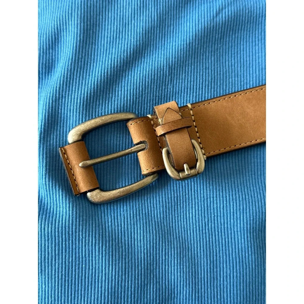 Carhartt 2211 Womens Equestrian Belt Brown Leather Double Buckle Size Medium